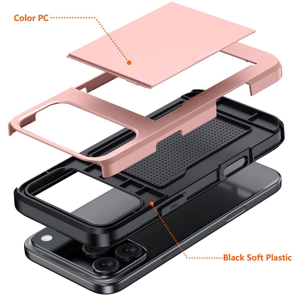 iPhone 18 Pro / 17 Pro Skal TPU/PC med Korthållare - Vit