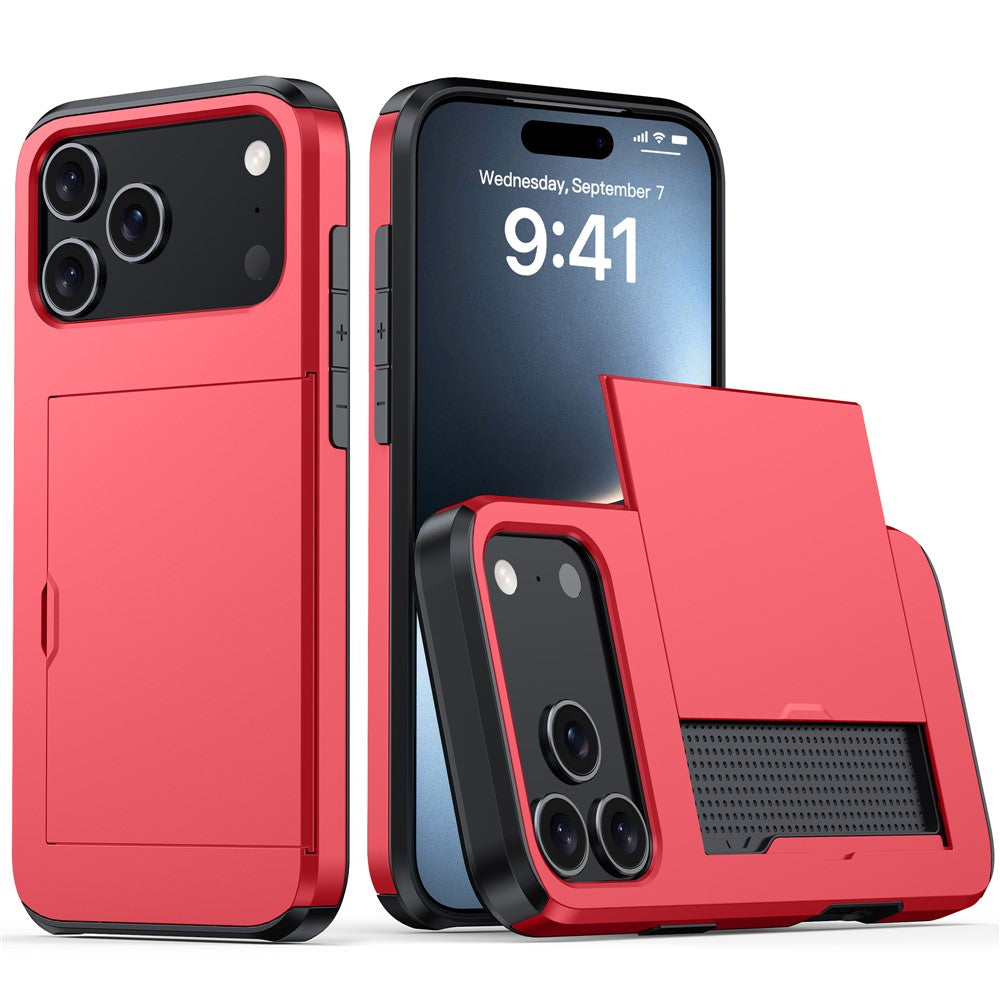 For iPhone 18 Pro / 17 Pro Case with Card Holder TPU + PC Phone Back Cover