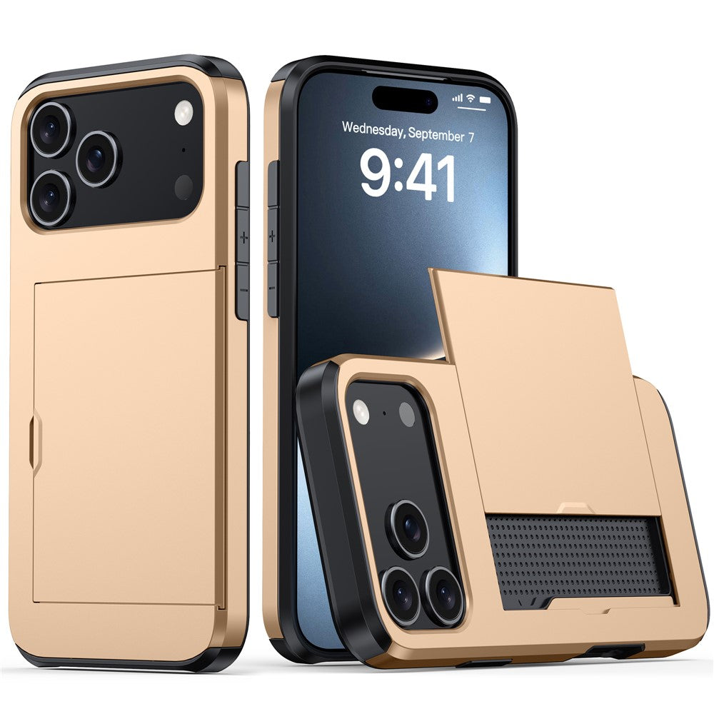 For iPhone 18 Pro / 17 Pro Case with Card Holder TPU + PC Phone Back Cover