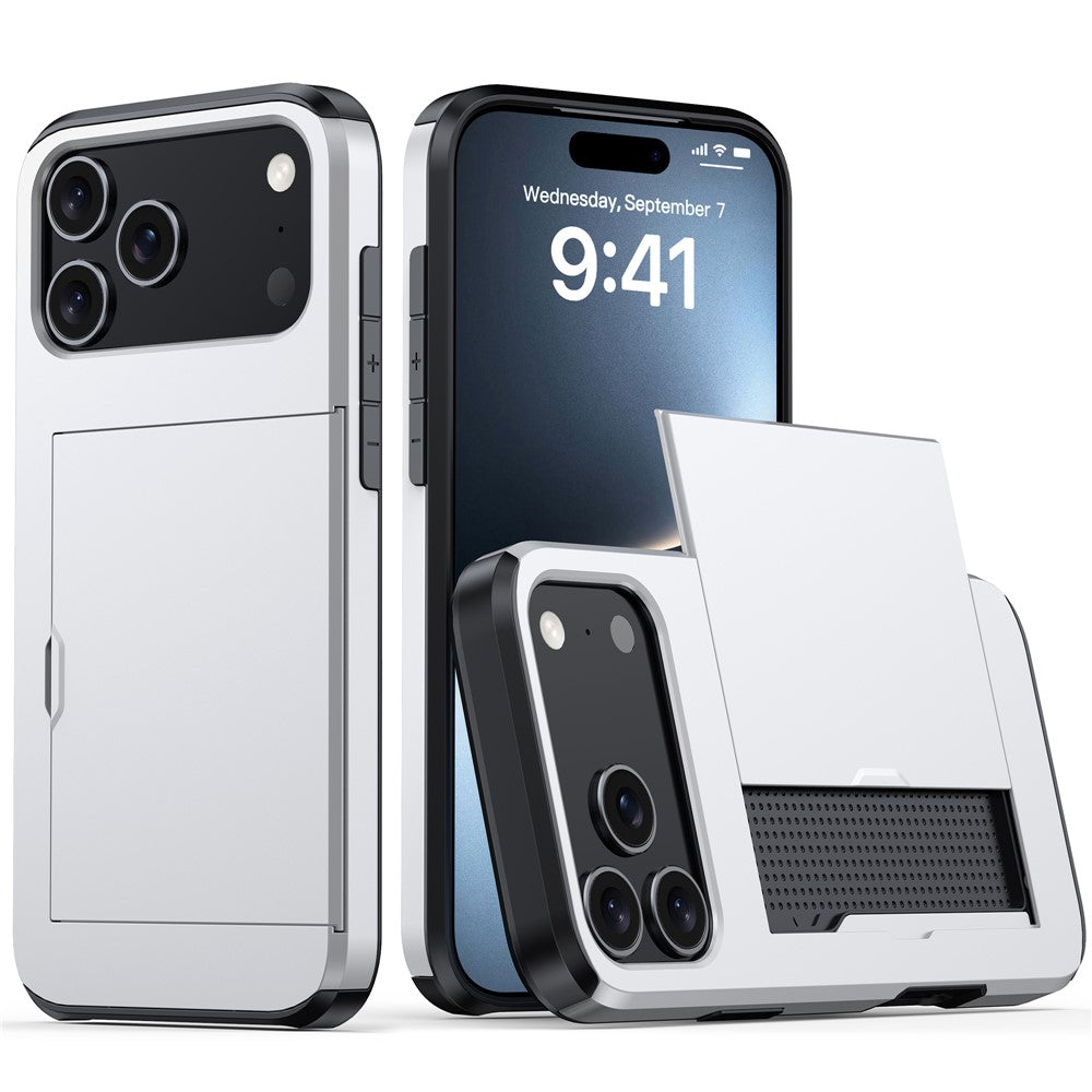 For iPhone 18 Pro / 17 Pro Case with Card Holder TPU + PC Phone Back Cover