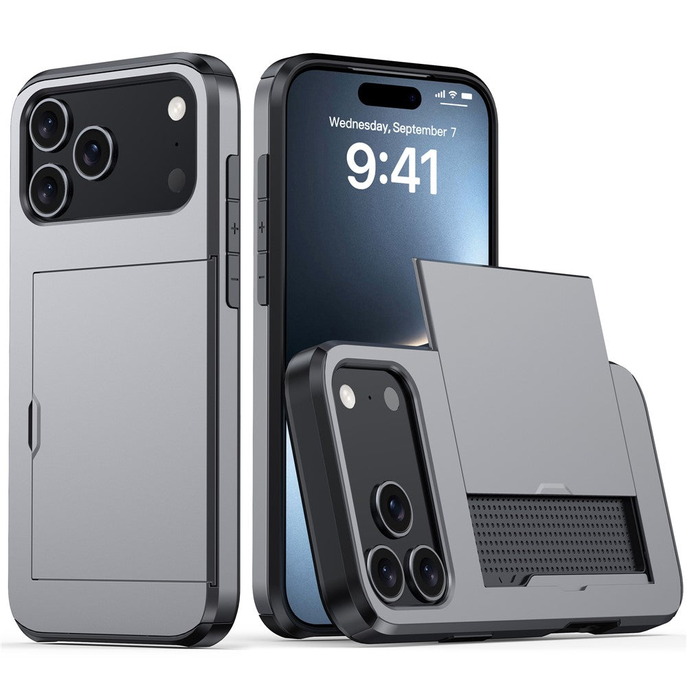 For iPhone 18 Pro / 17 Pro Case with Card Holder TPU + PC Phone Back Cover