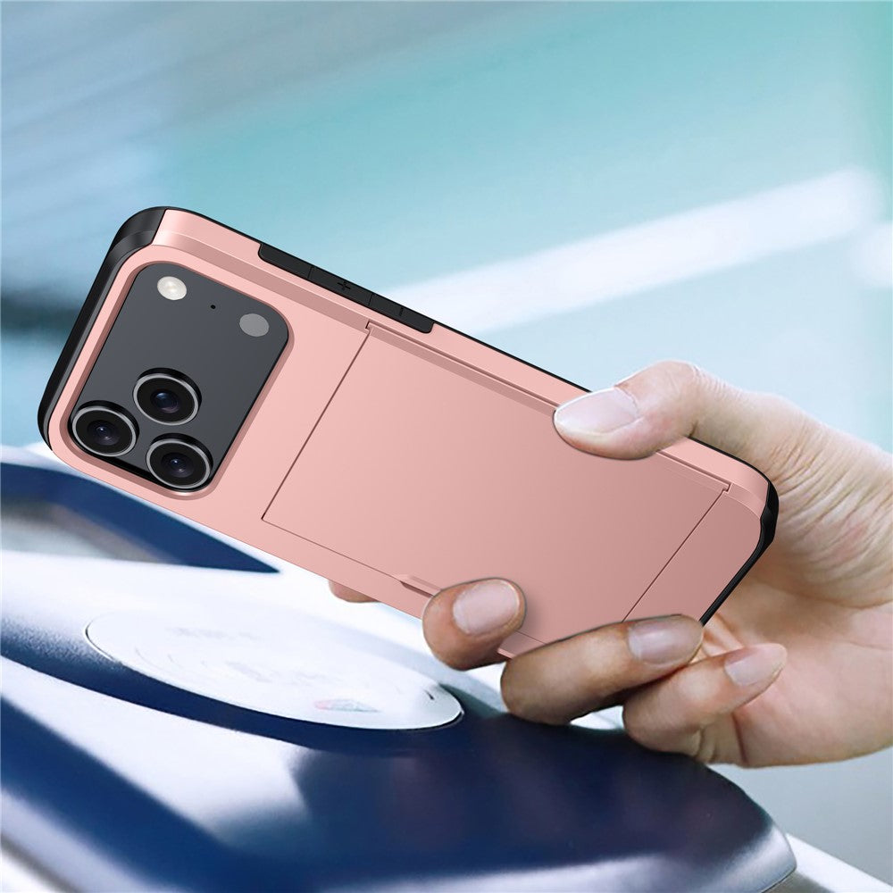 iPhone 18 Pro / 17 Pro Skal TPU/PC med Korthållare - Grön
