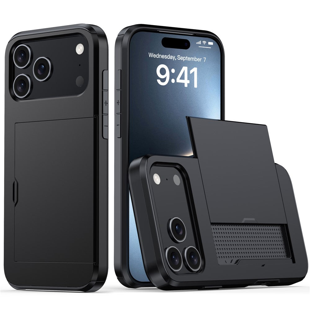 For iPhone 18 Pro Max / 17 Pro Max Case Card Holder TPU + PC Phone Back Cover