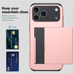 iPhone 18 Pro Max / 17 Pro Max Skal TPU/PC med Korthållare - Guld