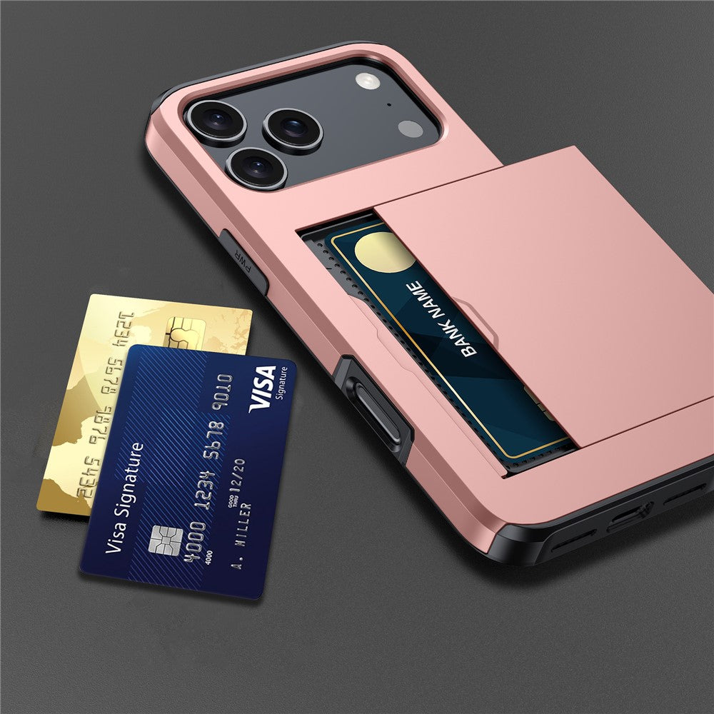iPhone 18 Pro Max / 17 Pro Max Skal TPU/PC med Korthållare - Guld