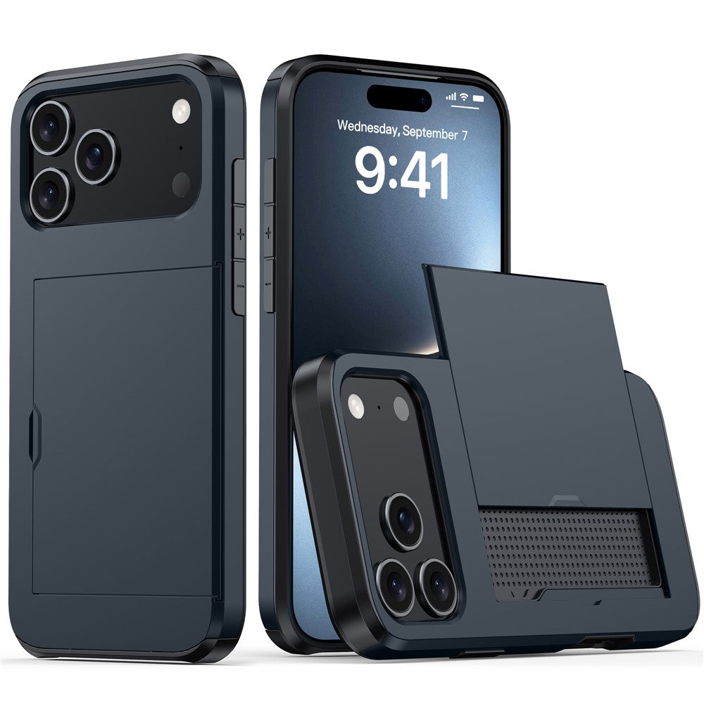 For iPhone 18 Pro Max / 17 Pro Max Case Card Holder TPU + PC Phone Back Cover