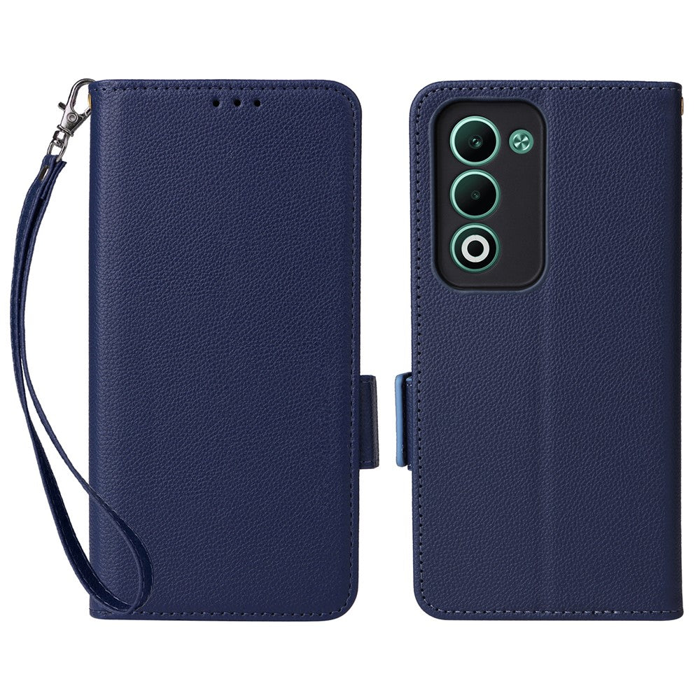For Oppo A5 5G / 4G / A5m Case with Wrist Strap Litchi Texture PU Leather Wallet Phone Cover