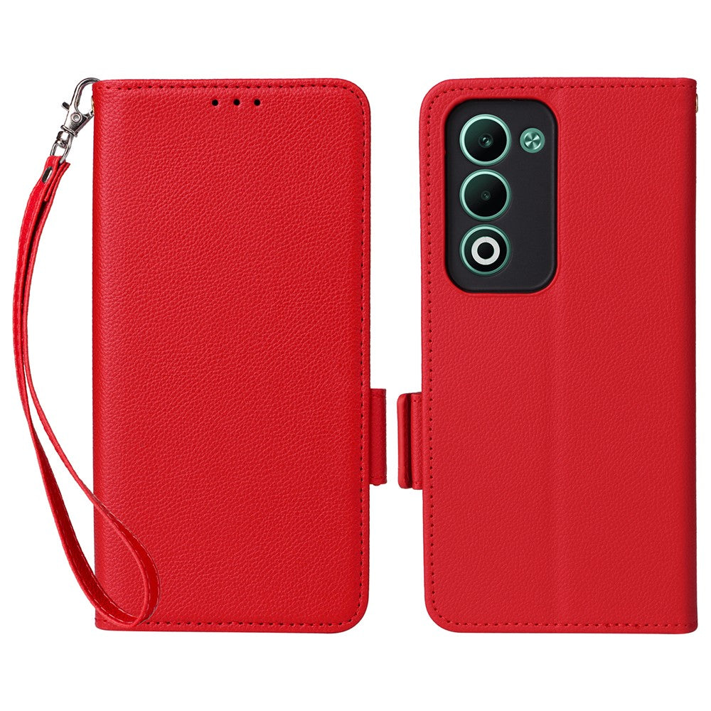 For Oppo A5 5G / 4G / A5m Case with Wrist Strap Litchi Texture PU Leather Wallet Phone Cover