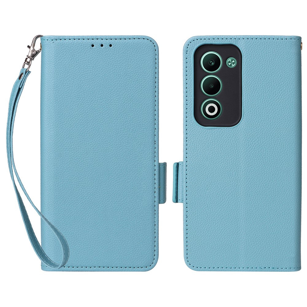 For Oppo A5 5G / 4G / A5m Case with Wrist Strap Litchi Texture PU Leather Wallet Phone Cover