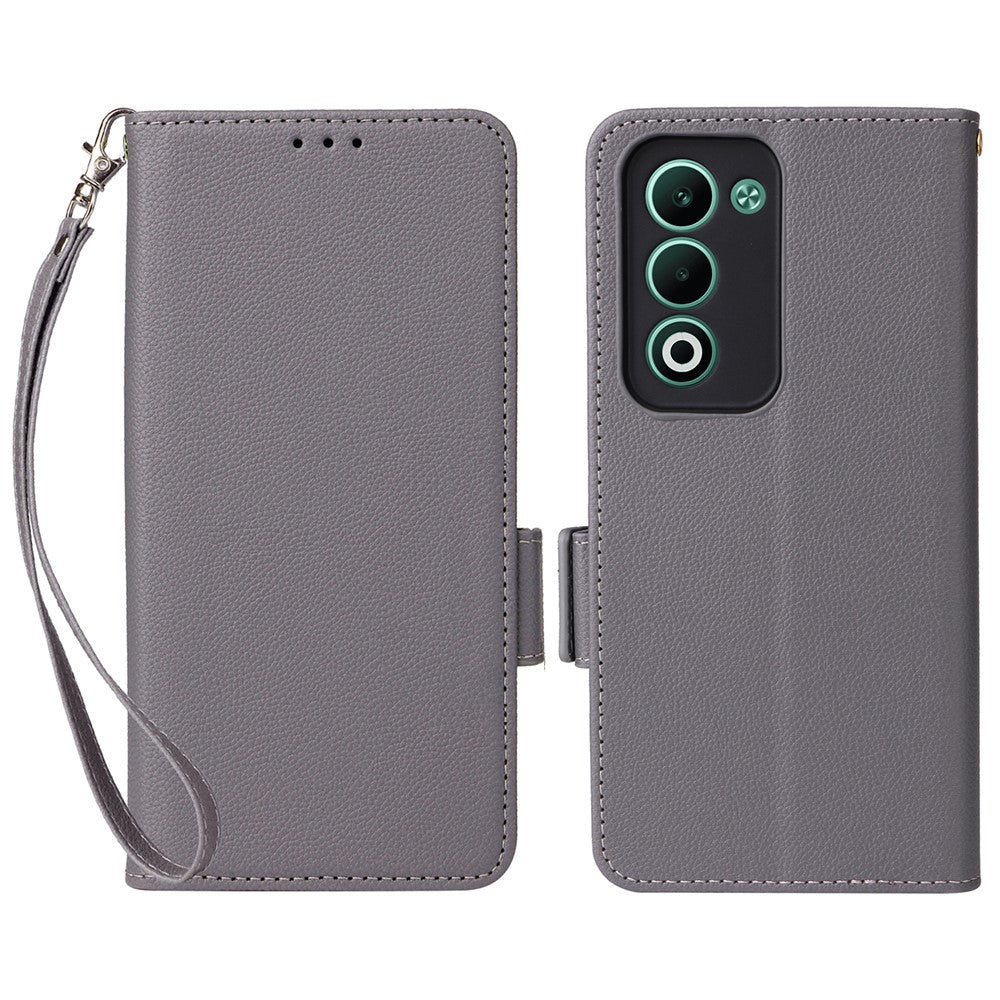 For Oppo A5 5G / 4G / A5m Case with Wrist Strap Litchi Texture PU Leather Wallet Phone Cover