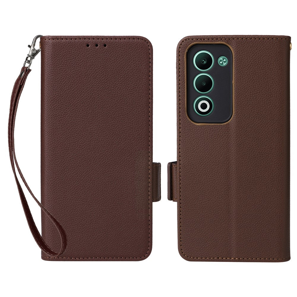 For Oppo A5 5G / 4G / A5m Case with Wrist Strap Litchi Texture PU Leather Wallet Phone Cover