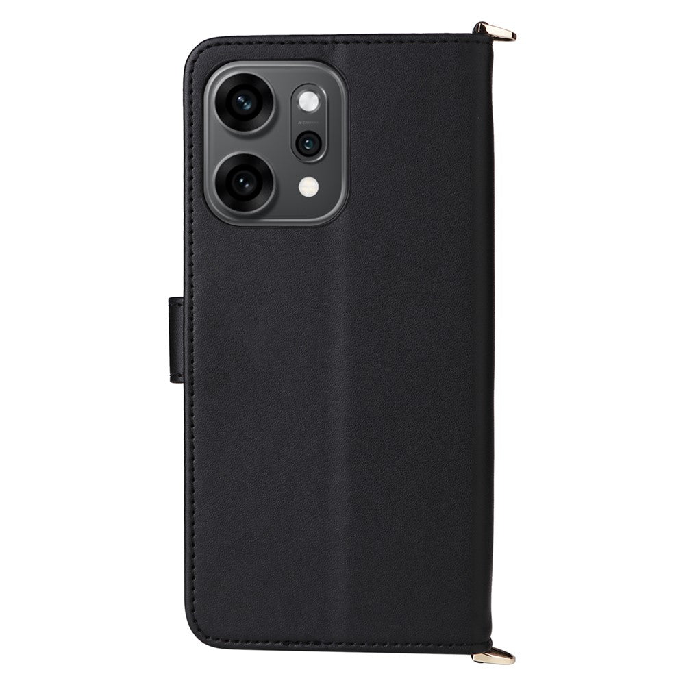 For Oppo Reno14 Pro 5G (Global) Case with Shoulder / Wrist Strap Leather Phone Cover Stand Wallet