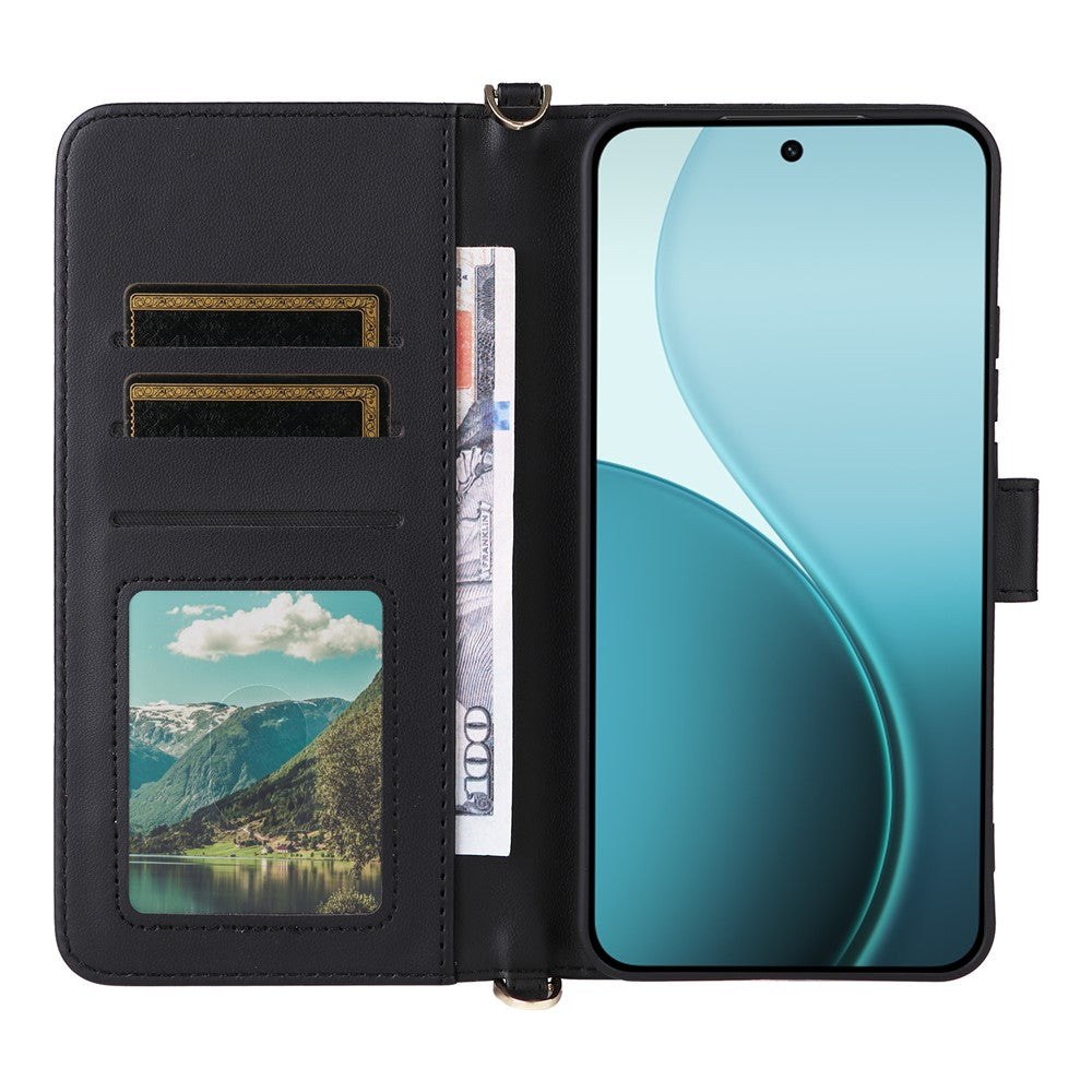 For Oppo Reno14 Pro 5G (Global) Case with Shoulder / Wrist Strap Leather Phone Cover Stand Wallet