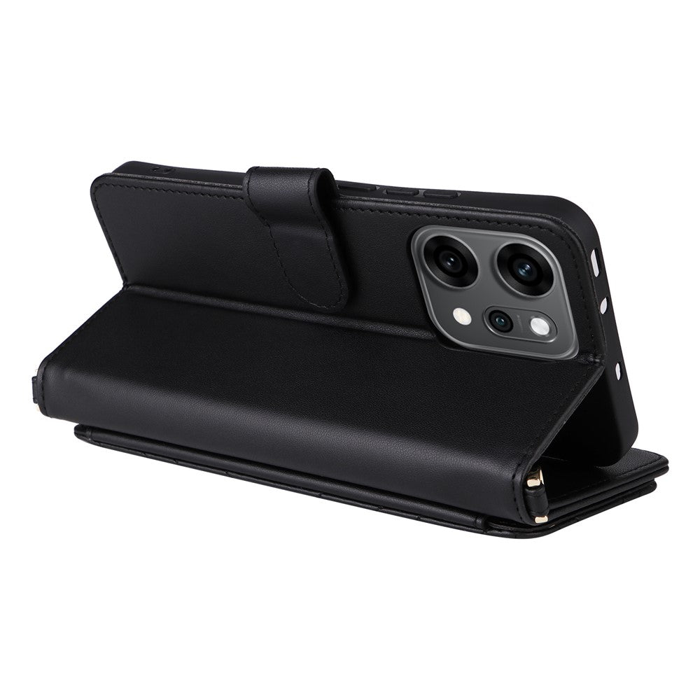 For Oppo Reno14 Pro 5G (Global) Case with Shoulder / Wrist Strap Leather Phone Cover Stand Wallet