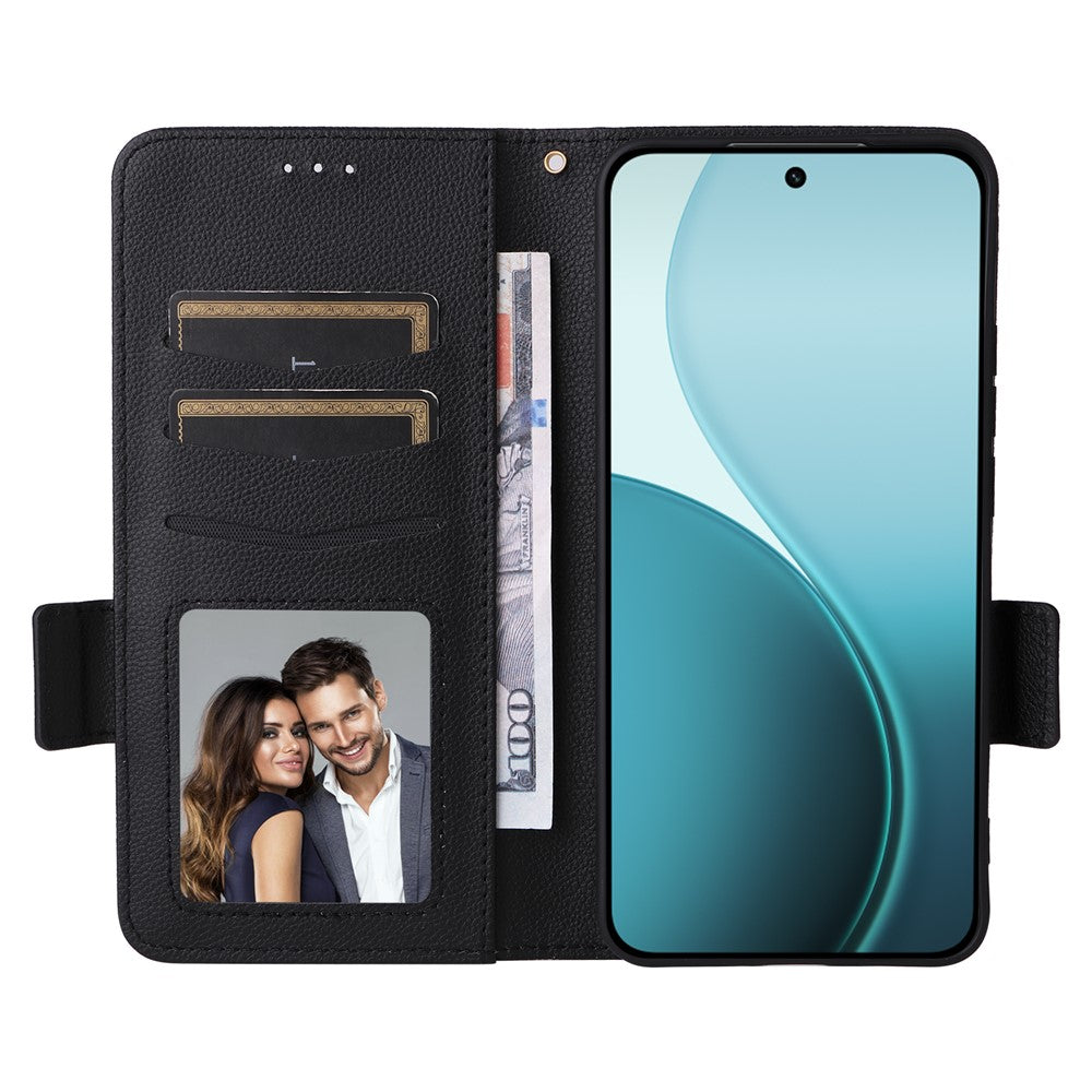 For Oppo Reno14 Pro 5G (Global) Case with Wrist Strap Litchi Texture PU Leather Wallet Phone Cover