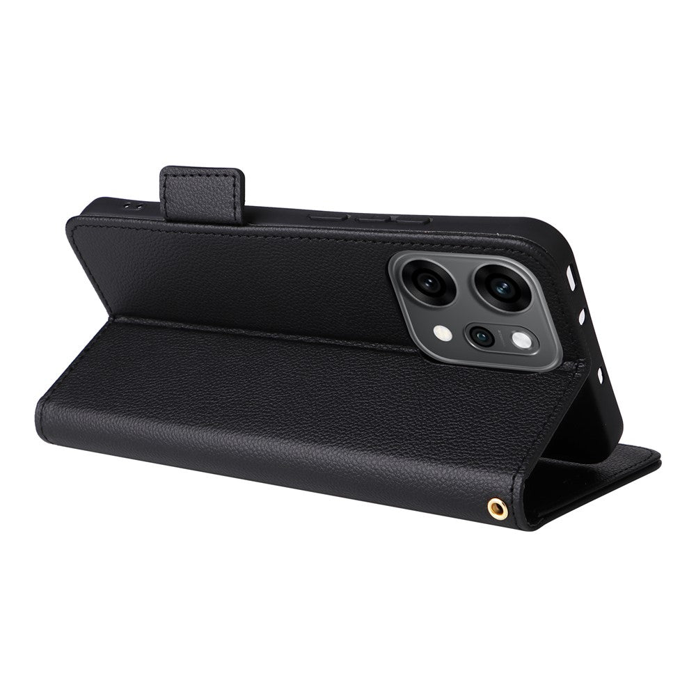 For Oppo Reno14 Pro 5G (Global) Case with Wrist Strap Litchi Texture PU Leather Wallet Phone Cover