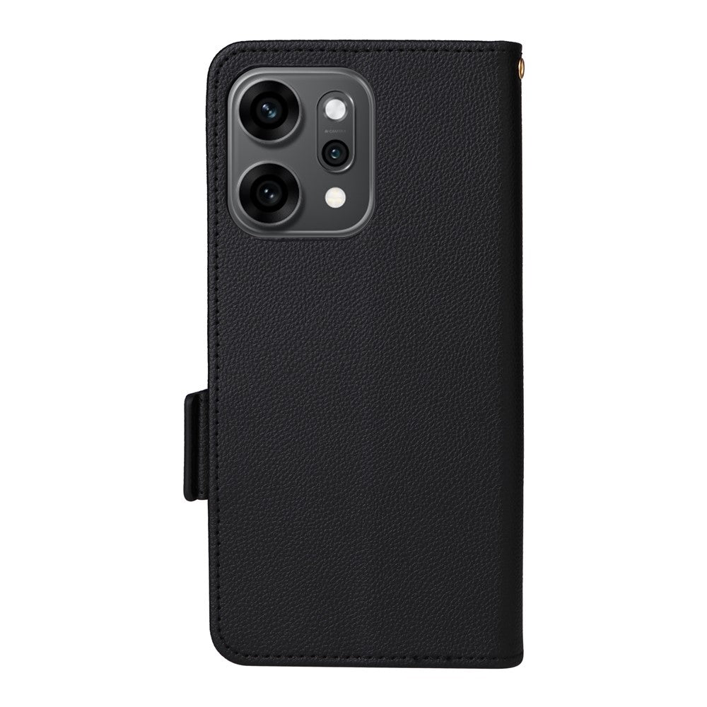 For Oppo Reno14 Pro 5G (Global) Case with Wrist Strap Litchi Texture PU Leather Wallet Phone Cover