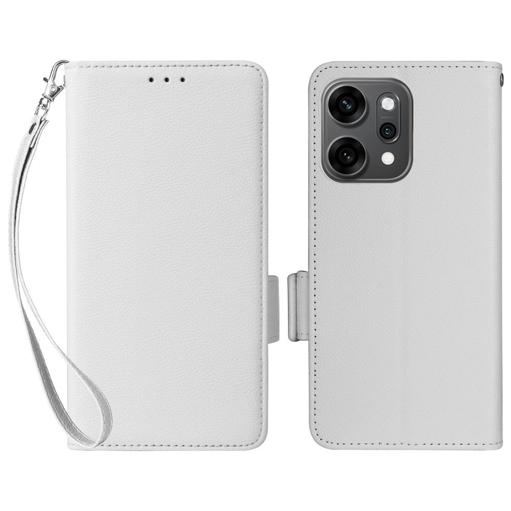 For Oppo Reno14 Pro 5G (Global) Case with Wrist Strap Litchi Texture PU Leather Wallet Phone Cover