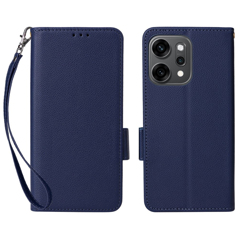 For Oppo Reno14 Pro 5G (Global) Case with Wrist Strap Litchi Texture PU Leather Wallet Phone Cover
