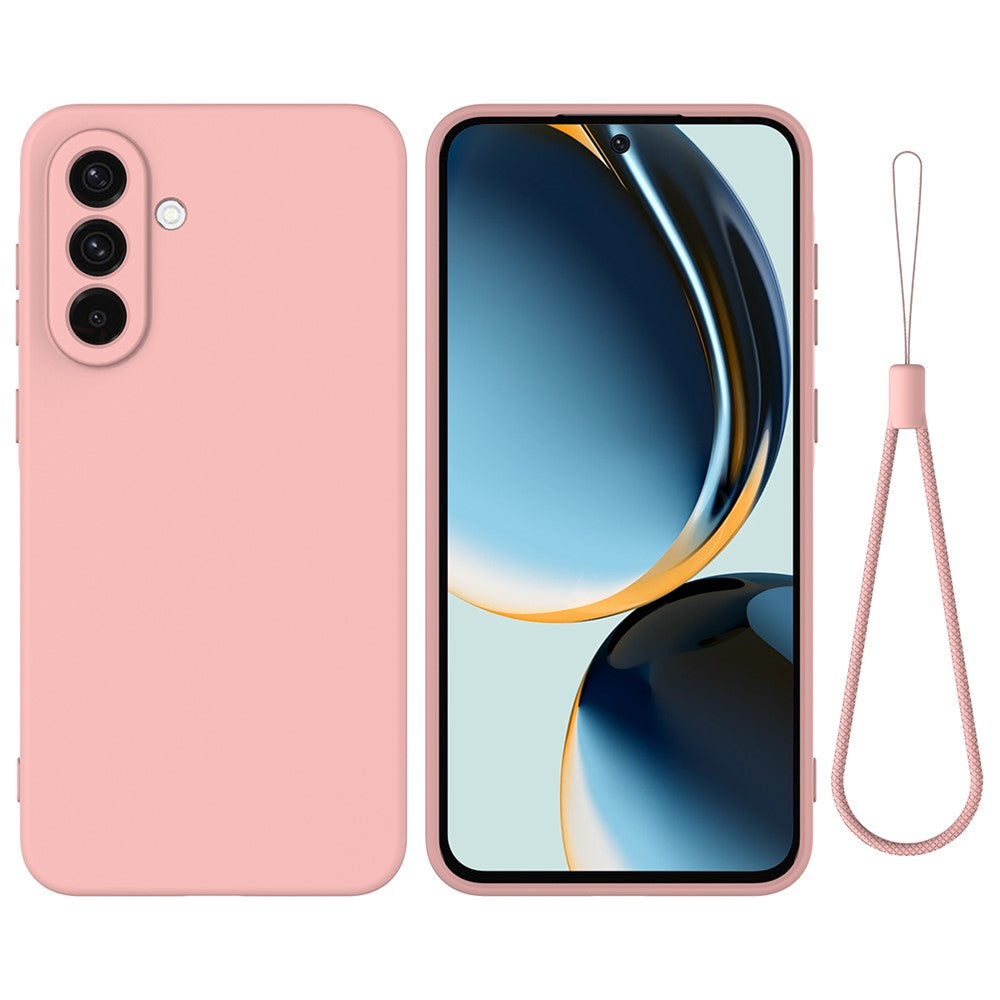 Samsung Galaxy M17 5G / F17 5G / A18 4G / A18 5G / A17 5G / A17 4G Flytande silikonskal mobilbaksida med handrem