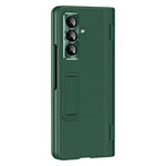 For Samsung Galaxy Z Fold7 5G Case with Tempered Glass Film Kickstand PC + PU Leather Folding Phone Cover