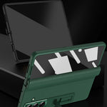 For Samsung Galaxy Z Fold7 5G Case with Tempered Glass Film Kickstand PC + PU Leather Folding Phone Cover