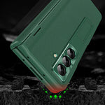 For Samsung Galaxy Z Fold7 5G Case with Tempered Glass Film Kickstand PC + PU Leather Folding Phone Cover