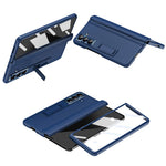 For Samsung Galaxy Z Fold7 5G Case with Tempered Glass Film Kickstand PC + PU Leather Folding Phone Cover