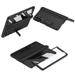 For Samsung Galaxy Z Fold7 5G Case with Tempered Glass Film Kickstand PC + PU Leather Folding Phone Cover