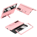 For Samsung Galaxy Z Fold7 5G Case with Tempered Glass Film Kickstand PC + PU Leather Folding Phone Cover