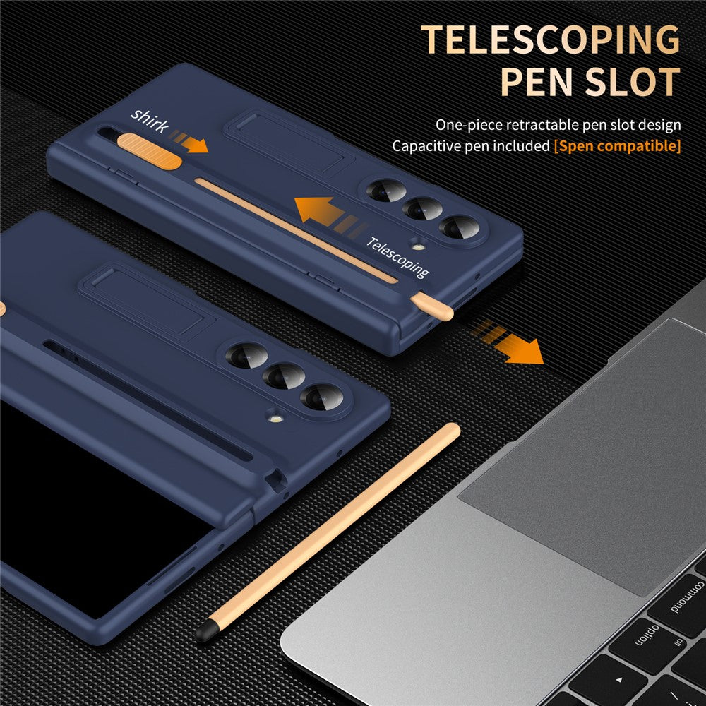 Til Samsung Galaxy Z Fold7 5G telefoncover med støttefod, skærmbeskytter i hærdet glas og styluspen