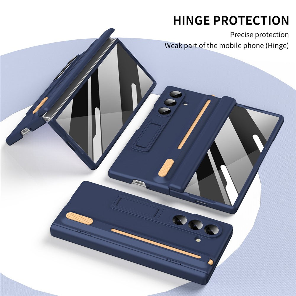 Til Samsung Galaxy Z Fold7 5G telefoncover med støttefod, skærmbeskytter i hærdet glas og styluspen