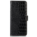 For Honor X8 5G RFID Blocking Wallet Phone Case Crocodile Texture Genuine Cowhide Leather Stand Magnetic Protect Flip Cover