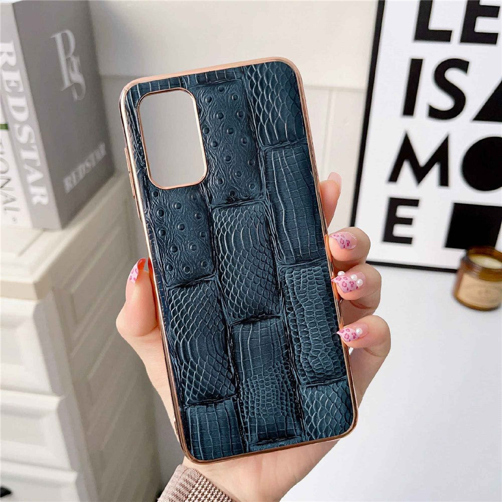Samsung Galaxy A53 5G mobilskal Nano-elektroplätering Mahjong-textur mobilmobil baksida äkta kohudläder + PC + TPU mobilmobilskal