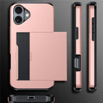 For iPhone 17 Case with Card Holder TPU + PC Phone Back Cover