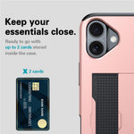 For iPhone 17 Case with Card Holder TPU + PC Phone Back Cover