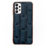 For Samsung Galaxy A73 5G Mahjong Texture Cell Phone Shell Cover Nano Electroplating Genuine Cowhide Leather+PC+TPU Anti-scratch Phone Case