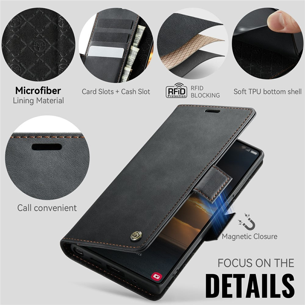 CASEME 033 Series til Samsung Galaxy Note20 Ultra 5G / Note20 Ultra Etui RFID Blokerende Pung Stand Kalve Tekstur Læder Telefon Cover