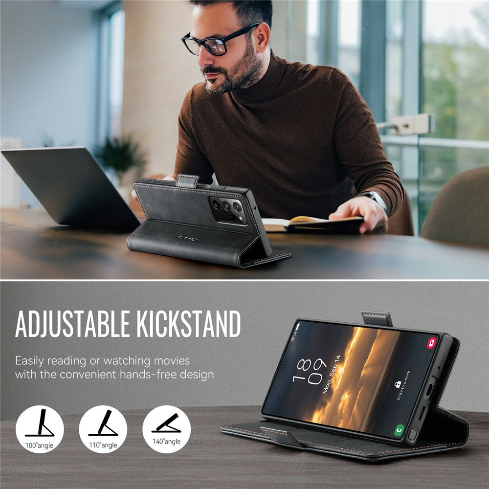 CASEME 033 Series til Samsung Galaxy Note20 Ultra 5G / Note20 Ultra Etui RFID Blokerende Pung Stand Kalve Tekstur Læder Telefon Cover