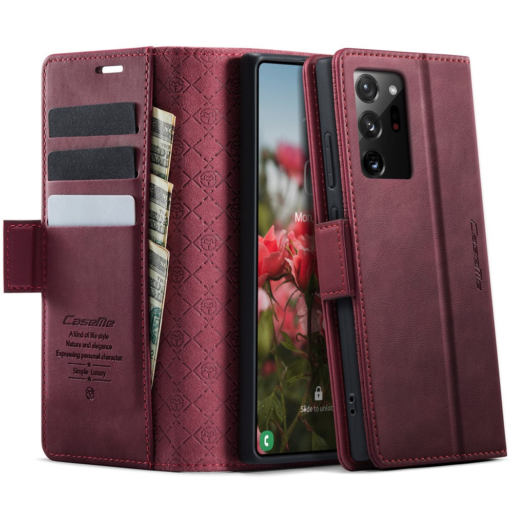 CASEME 033 Series til Samsung Galaxy Note20 Ultra 5G / Note20 Ultra Etui RFID Blokerende Pung Stand Kalve Tekstur Læder Telefon Cover
