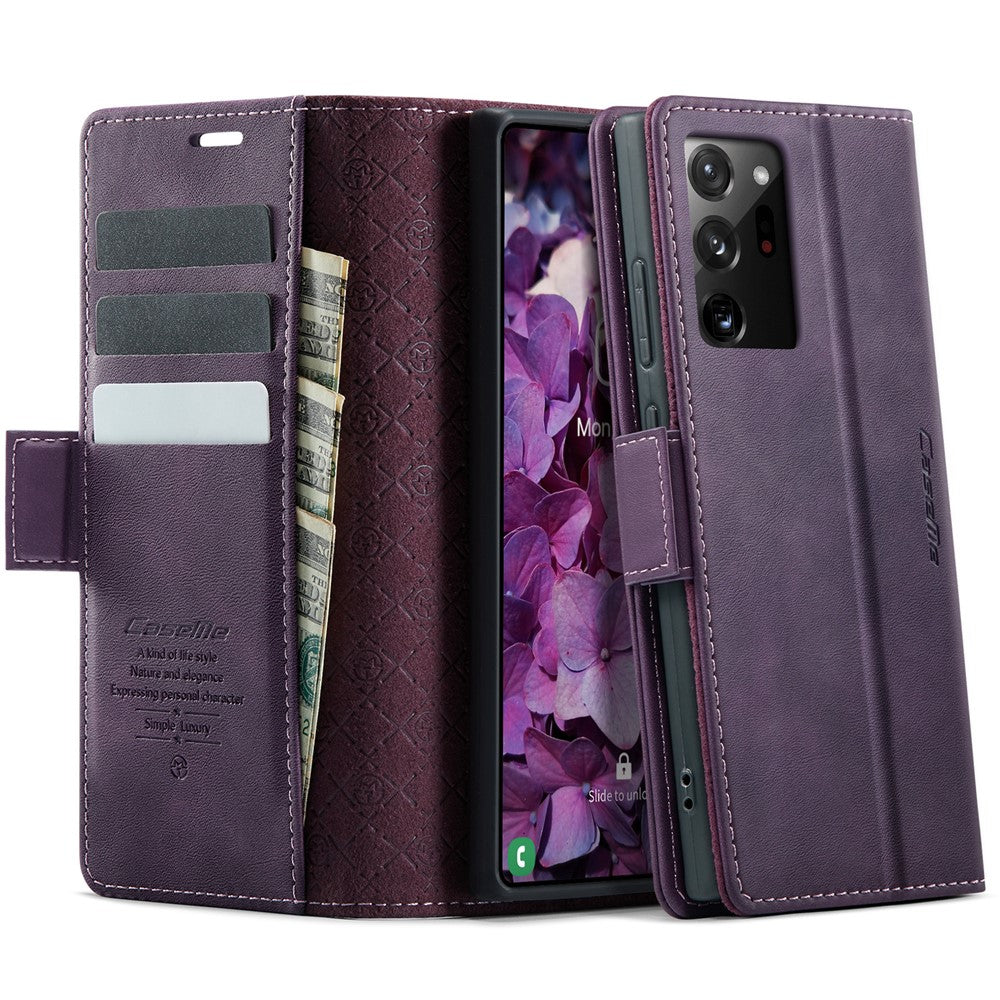 CASEME 033 Series til Samsung Galaxy Note20 Ultra 5G / Note20 Ultra Etui RFID Blokerende Pung Stand Kalve Tekstur Læder Telefon Cover