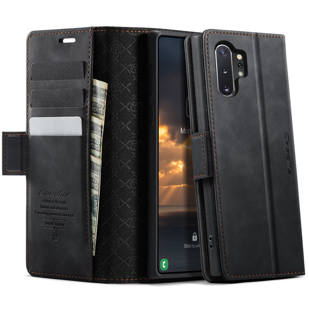 CASEME 033 Series For Samsung Galaxy Note10+ 5G  /  4G Case RFID Blocking Wallet Stand Calf Texture Leather Phone Cover