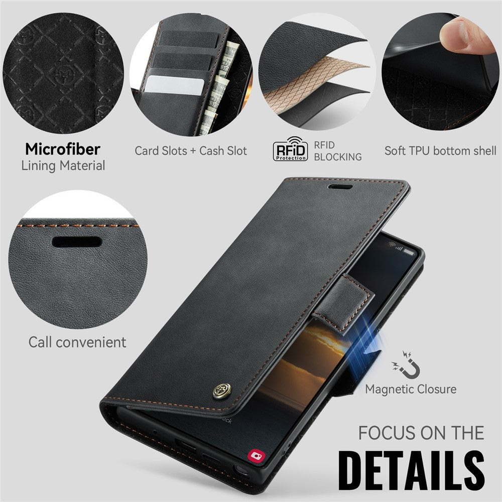 CASEME 033 Series For Samsung Galaxy Note10+ 5G  /  4G Case RFID Blocking Wallet Stand Calf Texture Leather Phone Cover
