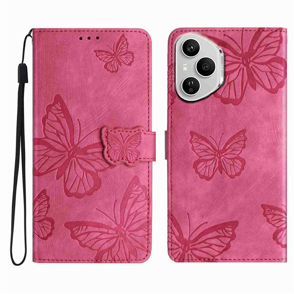 For Honor 400 Pro 5G (Global) Case Butterfly Design Flip Wallet Leather Phone Cover Skin-Touch