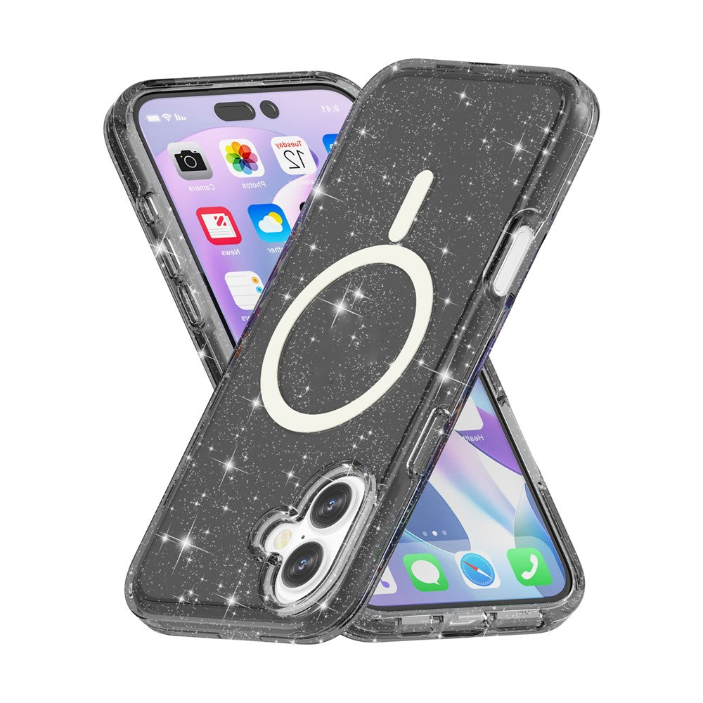 Til iPhone 17 Cover Kompatibel med MagSafe Glitter Pulver PC + TPU Telefon Cover