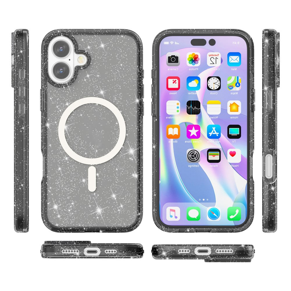 Til iPhone 17 Cover Kompatibel med MagSafe Glitter Pulver PC + TPU Telefon Cover
