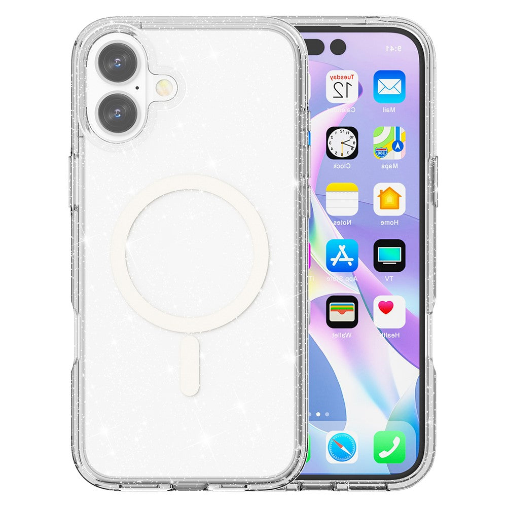 Til iPhone 17 Cover Kompatibel med MagSafe Glitter Pulver PC + TPU Telefon Cover