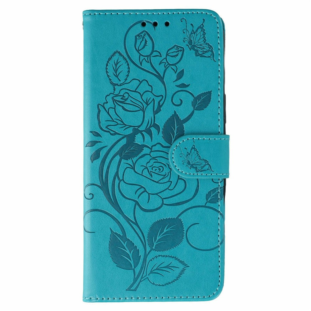 For Honor 400 Pro 5G (Global) Case Wallet Stand Imprinted Rose Butterfly PU Leather Phone Cover