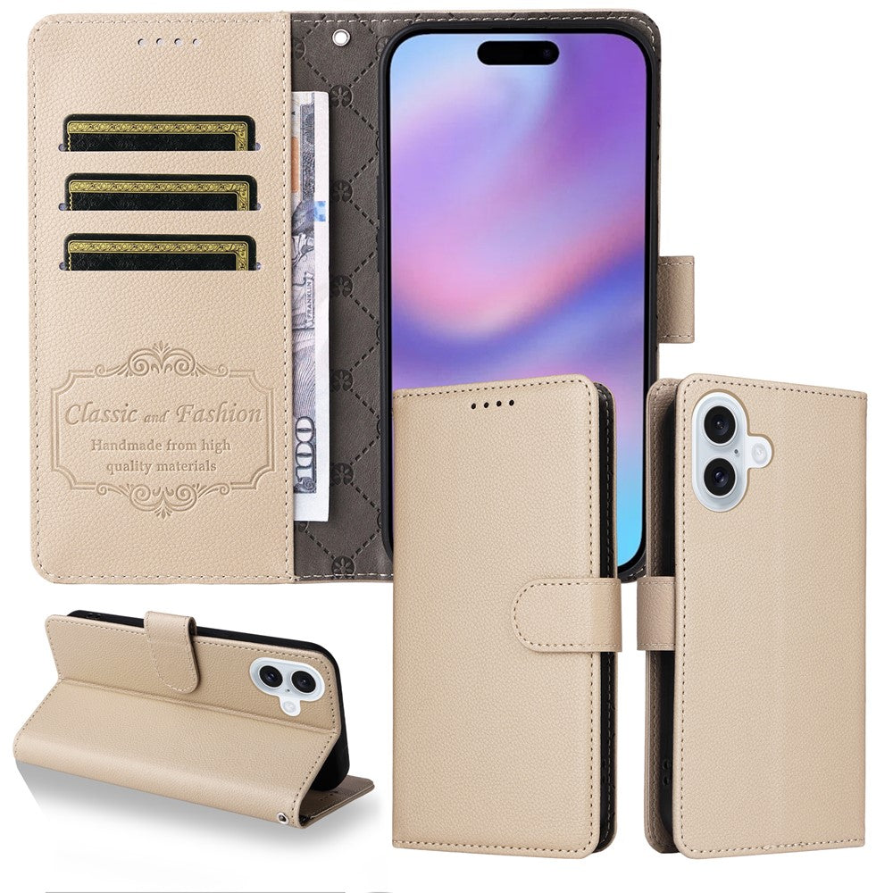 For iPhone 17 Case RFID Blocking 3 Card Slots PU Leather Phone Cover with Wrist Strap