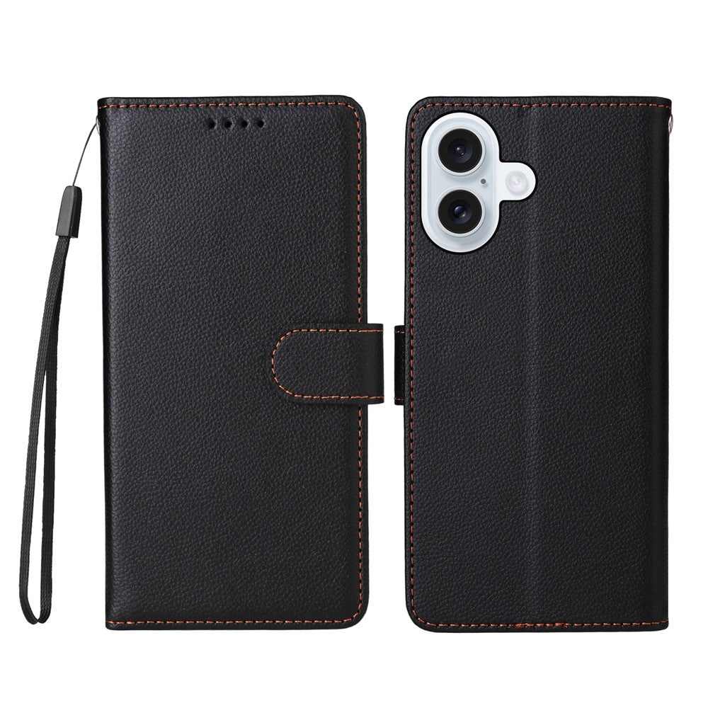 For iPhone 17 Case RFID Blocking 3 Card Slots PU Leather Phone Cover with Wrist Strap